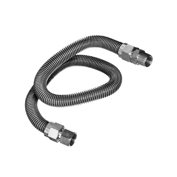 Flextron Gas Line Hose 3/8'' O.D. x 48'' Length 3/8" FIP x MIP Fittings, Stainless Steel Flexible Connector FTGC-SS14-48I - main